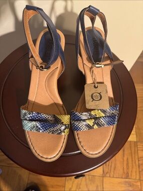 Born Women's Blue & Yellow Snake-Print Ankle-Strap Sandals